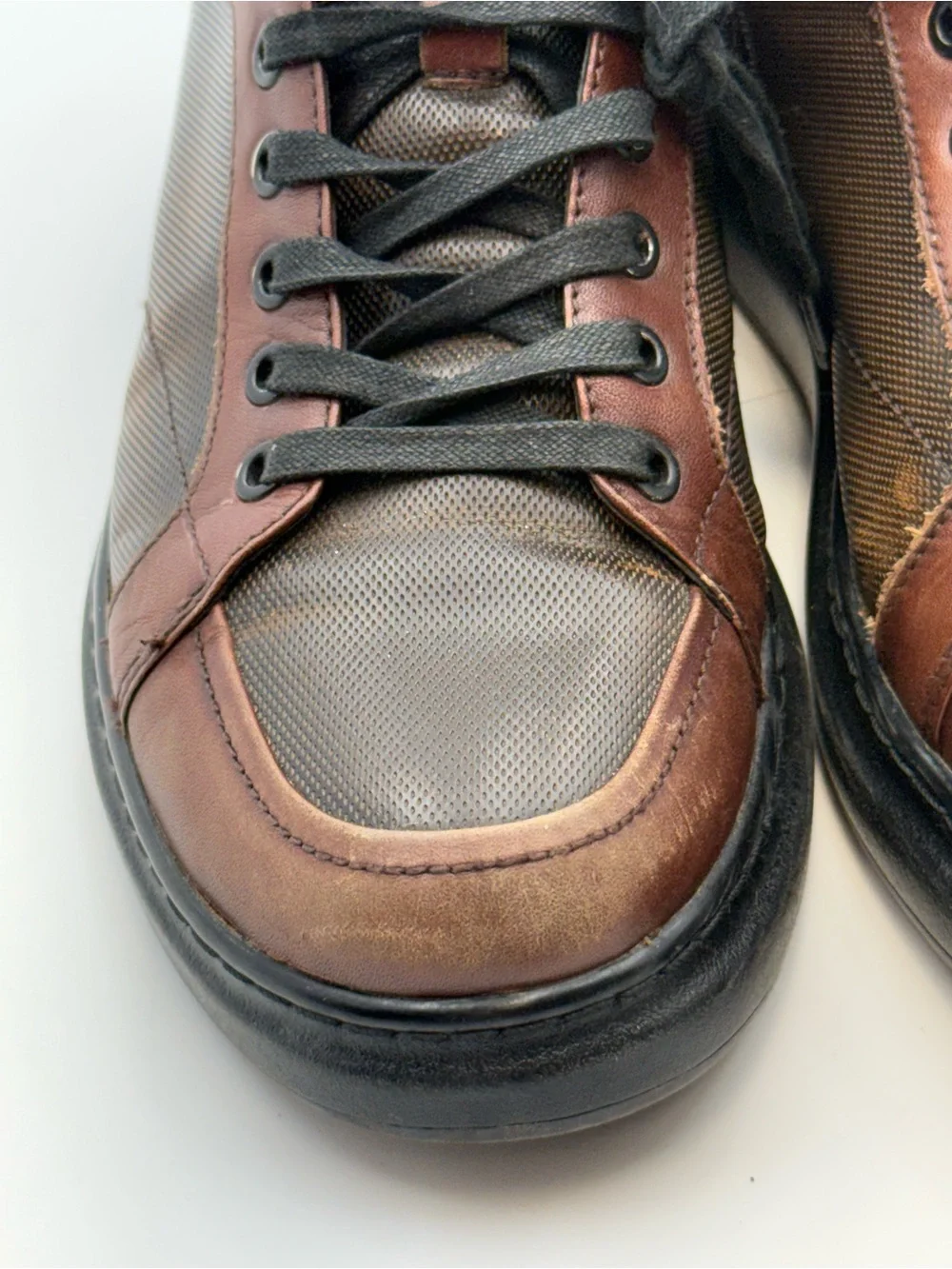 Karl Lagerfeld Paris Men’s Brown/Black Leather High Top Sneakers US 8.5 EU 41.5